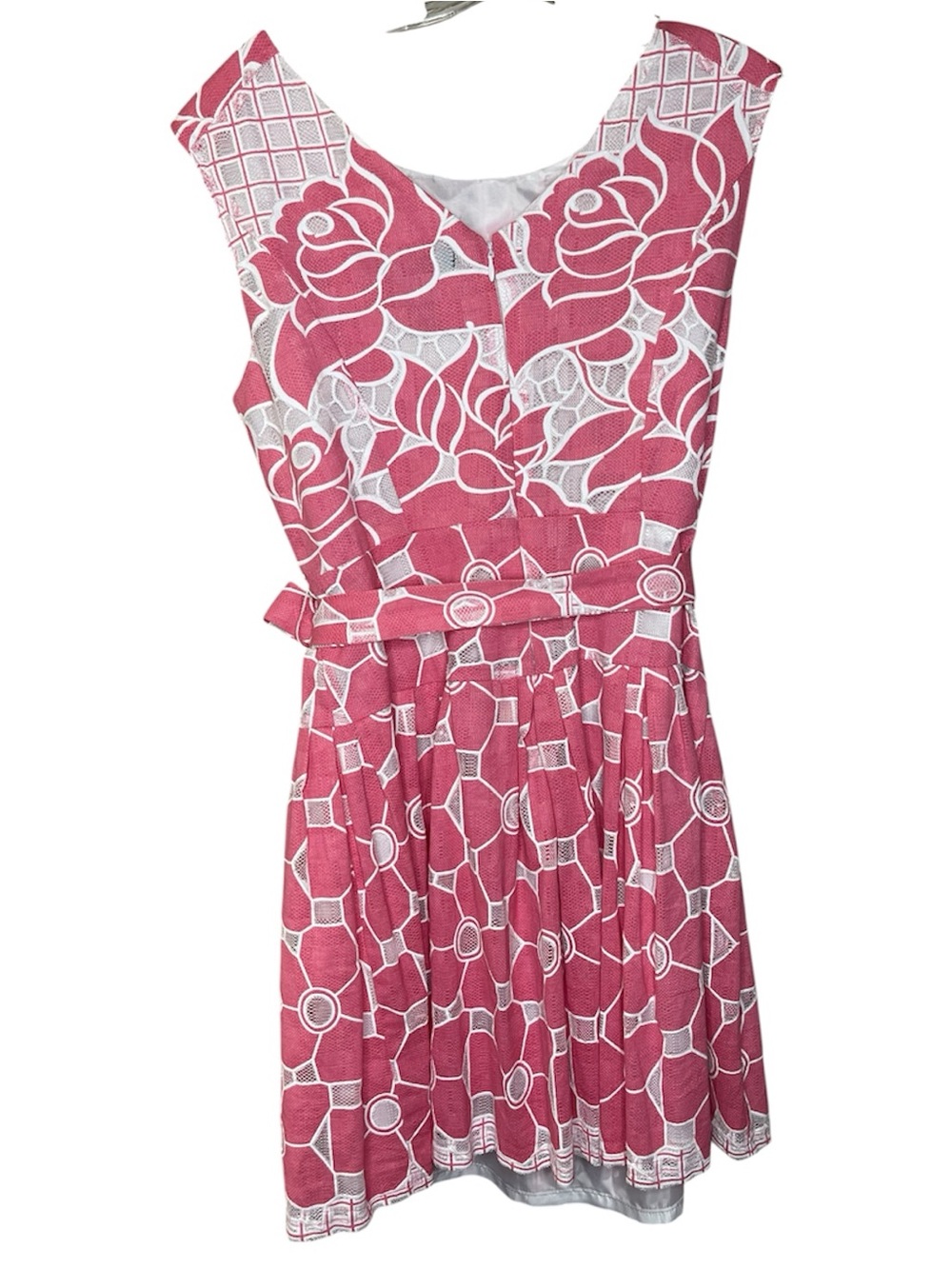 Robbie Bee Pink and White Floral Lace Overlay Dress Sz 8 - Picture 3 of 4